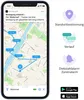 A smartphone displaying a GPS tracking app interface with a map and route. Náhled obrázku produktu