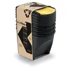 A stack of four black recycling bins with yellow lids, bundled together with brown cardboard packaging. Anteprima dell’immagine prodotto