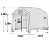 Diagram showing dimensions of a storage tent. Voir les images du produit