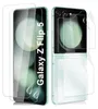 Two views of a Samsung Galaxy Z Flip 5 phone with screen protectors applied. Produktbild-Vorschau