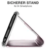 A smartphone case is shown in a stand-up position, with text indicating it is a secure stand for smartphones. Produktbild-Vorschau