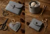 A collage of four images showing felt crafts and crafting supplies on a wooden background. Náhled obrázku produktu