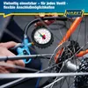 A person is using a tire pressure gauge on a bicycle wheel. Náhľad obrázku produktu