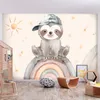 Vlies Fototapete - Little Sloth Among Stars and Rainbows Produktbild-Vorschau 2