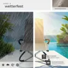 Collage showing a lounge chair in different weather conditions and highlighting its features. Náhled obrázku produktu
