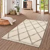 Hochflor Langflor Shaggy Teppich Boho Rauten Creme, Produktbild-Vorschau 1