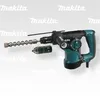 A Makita HR2811FT Kombihammer with accessories on a light gray and white background. Podgląd zdjęcia produktu