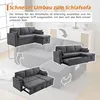 A collage of images showing a sofa in different configurations, illustrating its transformation into a bed. Podgląd zdjęcia produktu