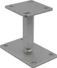 A silver metal post support bracket with a square base and a square top plate, connected by a hexagonal column. The bracket is shown against a white background. Produktbild-Vorschau