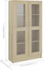 A tall, narrow cabinet with glass doors and wooden shelves. Produktbild-Vorschau