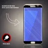 A smartphone with a screen protector applied, shown with illustrative elements indicating its application. Produktbild-Vorschau