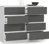 A white dresser with gray drawers, some of which are open, on a white background. Anteprima dell’immagine prodotto