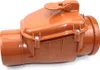 A brown plastic backwater valve with a hinged lid and metal screws, shown against a white background. Náhľad obrázku produktu