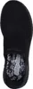 The image shows the bottom view of a black Skechers slip-on sneaker. Voir les images du produit
