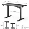 Diagrams and measurements of a black standing desk. Anteprima dell’immagine prodotto