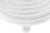 A close-up view of a white silicone bowl cover with concentric ridges and a small tab for grip. Produktbild-Vorschau