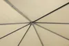 Close-up view of the internal structure of a beige umbrella or canopy, showing the metal ribs and fabric. Produktbild-Vorschau