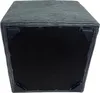 The underside of a gray corduroy ottoman with protective corner pieces. Produktbild-Vorschau