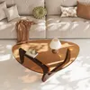 Vrygle Table Basse Ronde en Verre avec Pieds en Bois – Voir les images du produit 2