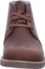 A close-up, front-facing view of a brown leather boot. Voir les images du produit