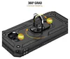 A black phone case with a rotating ring stand is shown from a diagonal angle. Produktbild-Vorschau