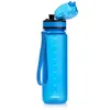 A blue water bottle with its lid open, standing upright against a white background. Produktbild-Vorschau