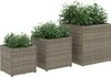 vidaXL Pflanzkübel 3 Stk. Grau Poly Rattan Produktbild-Vorschau 4