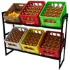 A multi-tiered metal rack holding several crates of beverages and some fruit. Náhľad obrázku produktu