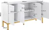 A white high-gloss sideboard with gold accents, shown with dimensions indicated. Anteprima dell’immagine prodotto