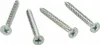 Four silver screws are arranged diagonally on a white background. Produktbild-Vorschau