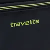 A close-up of a black bag with the brand name 'travelite' in yellow lettering. Voir les images du produit