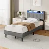 UnboxG Einzelbett 90x200 cm Grau aus Leinen mit Produktbild-Vorschau 11