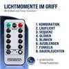 A remote control for a light string is shown next to a list of its features and modes. Anteprima dell’immagine prodotto