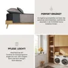 A collage of product images and text, showing bedding, care instructions, and a laundry room scene. Produktbild-Vorschau