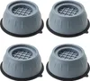 Four gray anti-vibration pads for a washing machine, arranged in a 2x2 grid on a white background. Voir les images du produit