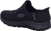 A side view of a black Skechers slip-on shoe. Voir les images du produit
