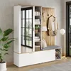 A modern entryway furniture set with storage, a bench, and coat hooks. Produktbild-Vorschau