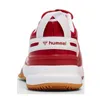 The back view of a red and white athletic shoe. Produktbild-Vorschau