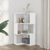 A white corner bookshelf with decorative items on it, placed in a room with a curtain in the background. Anteprima dell’immagine prodotto
