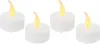 Four white LED tea lights with yellow flames are arranged in a row against a white background. Anteprima dell’immagine prodotto