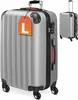 A silver suitcase with an orange tag labeled 'L' is shown, with a smaller version of the same suitcase in the background. Anteprima dell’immagine prodotto