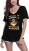 Damen Grafik T-Shirt V-Ausschnitt Mit Kaffee und einem Hund Produktbild-Vorschau 1