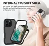 A woman is holding a phone case, with a disassembled phone case and phone shown in the foreground. Produktbild-Vorschau