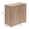 A wooden cabinet with two doors, shown with dimensions indicated. Produktbild-Vorschau