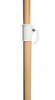 A close-up of a wooden pole with a white plastic clamp and handle attached. Produktbild-Vorschau