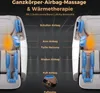 A diagram illustrating the features of a massage chair, with labels pointing to different airbag and heating zones. Produktbild-Vorschau