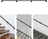 Collage of images showing black handrails for stairs installed on walls and next to staircases. Podgląd zdjęcia produktu
