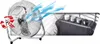 A floor fan with air flow graphics and a control panel. Voir les images du produit