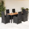 7-tlg. Garten-Essgruppe mit Kissen Schwarz Poly Rattan Produktbild-Vorschau 2