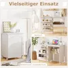 A collage of three different furniture pieces: a white cabinet, a sewing table, and a computer desk. Produktbild-Vorschau